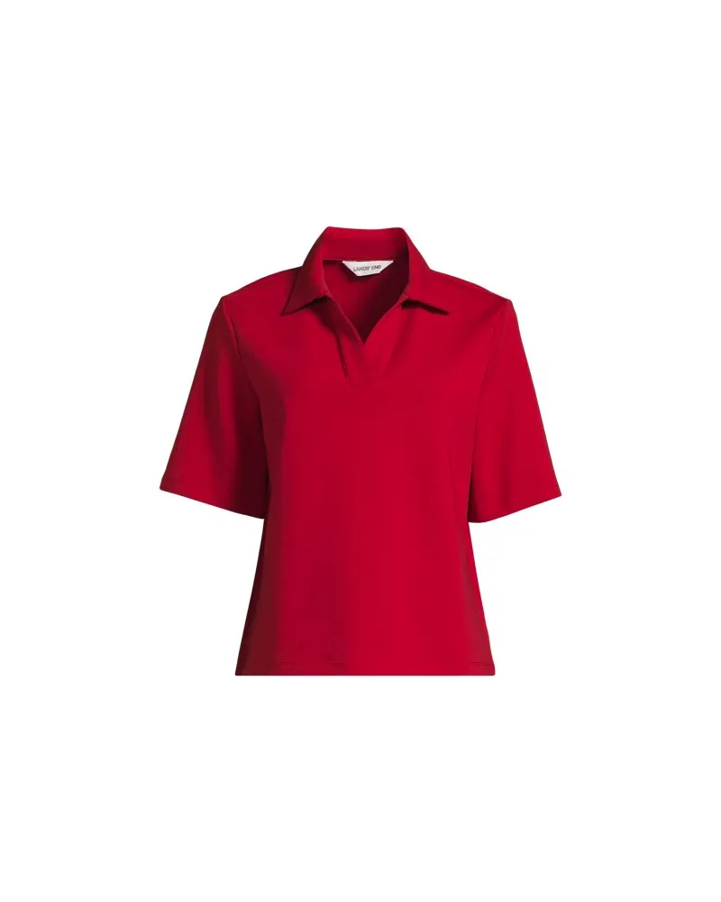 Lands' End Polo-Shirt Soft Luxe mit offenem Ausschnitt, Damen, Größe:40-42 regular, Rot, Baumwolle/Polyester/Polyester-Mischung, by Rot
