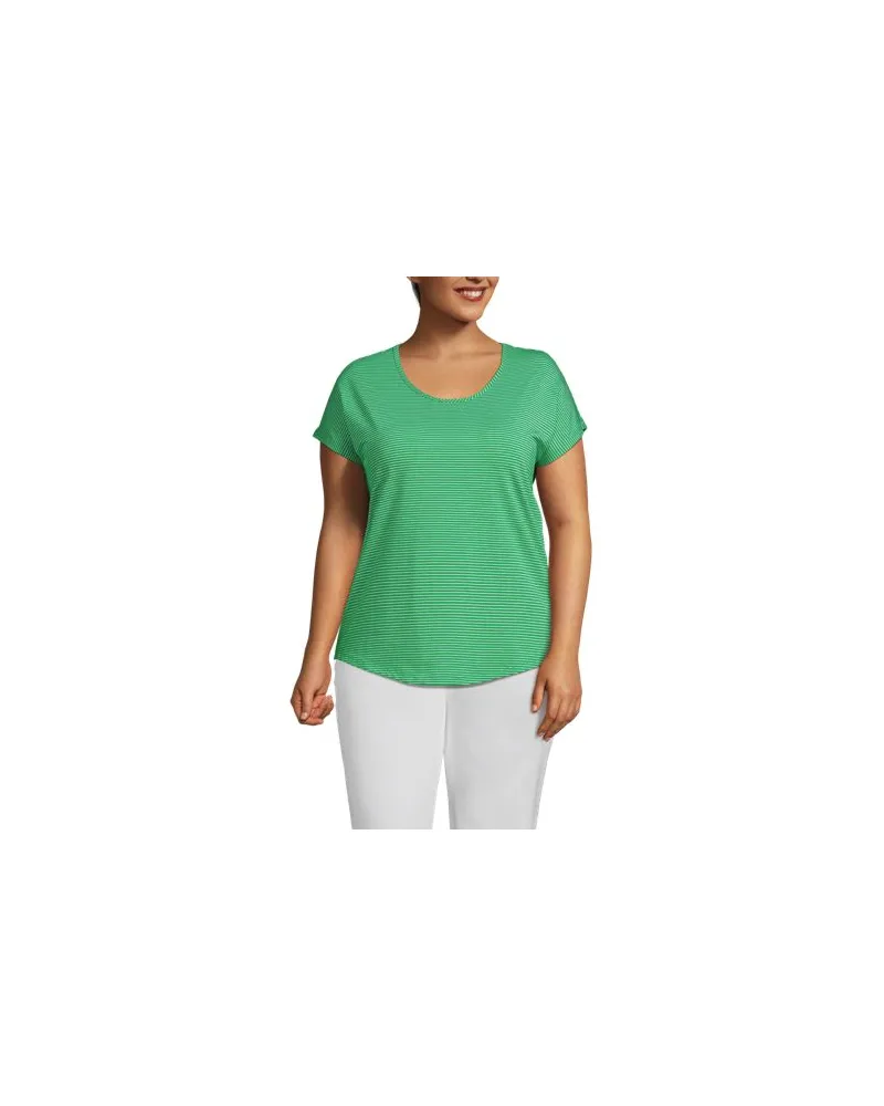 Lands' End Shirt aus Baumwolle/Modal-Mix mit Ballett-Ausschnitt, Damen, Größe plus, Grün, Baumwolle Modal, by Grün