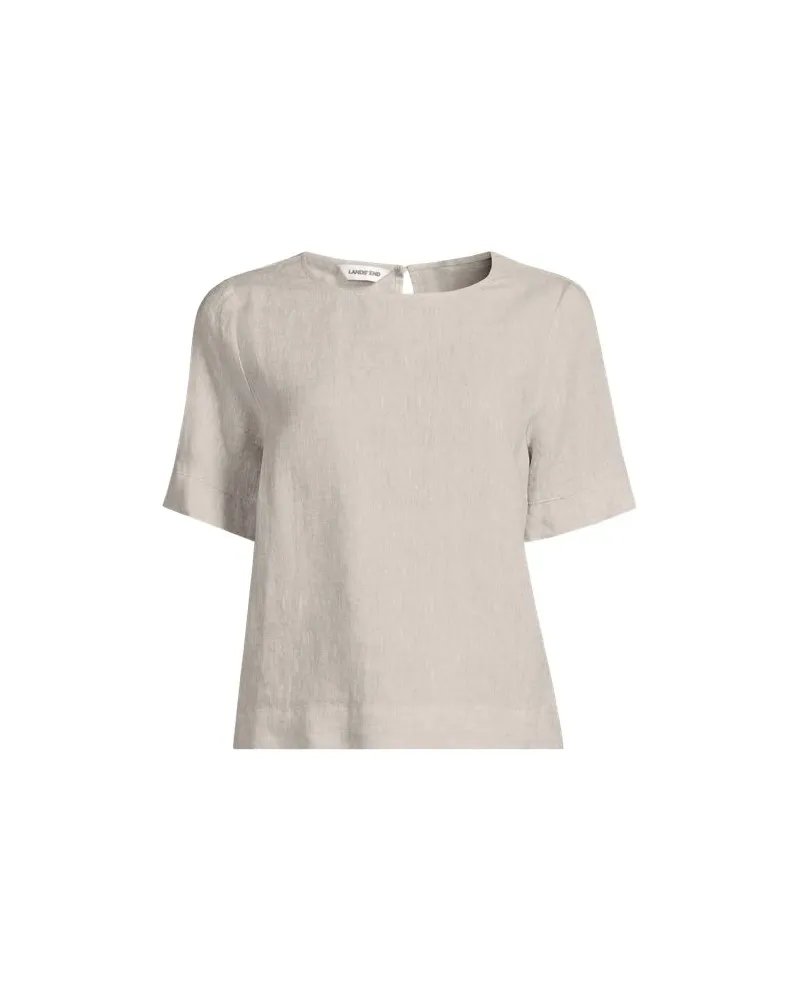 Lands' End Leinen-Schlupfbluse mit kurzen Ärmeln, Damen, Größe petite, Beige, by Beige