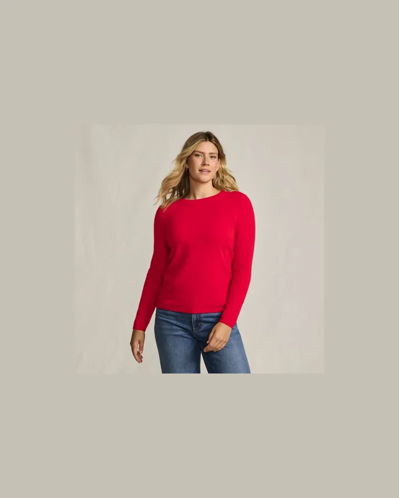 Lands' End Kaschmir-Pullover mit rundem Ausschnitt, Damen, Größe plus, Rot, Kaschmir, by Rot