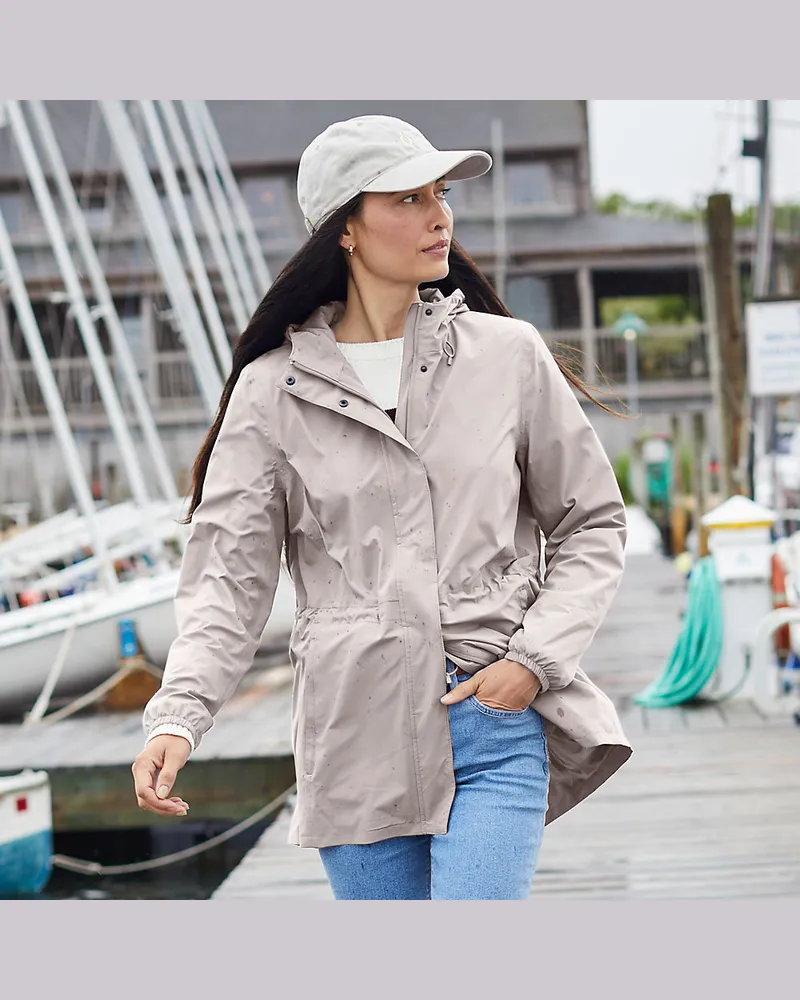 Lands' End Wasserdichte Regenjacke SQUALL mit Packfach, Damen, Größe petite, Beige, Polyester, by Beige