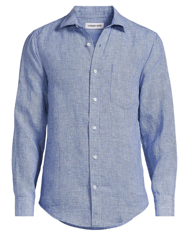 Lands' End Premium Reinleinen-Hemd, Herren, Größe regular, Blau, Leinen, by Blau