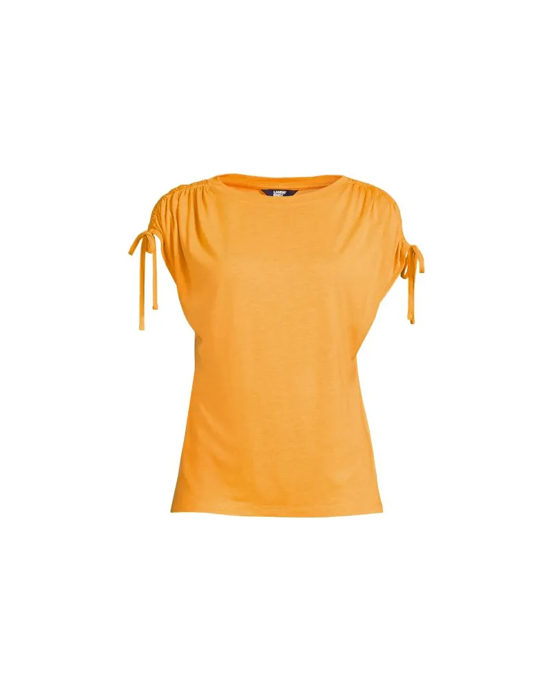 Lands' End Leinenmix-Shirt mit geraffter Schulter, Damen, Größe:32-34 petite, Orange, Leinen/Viskose, by Orange
