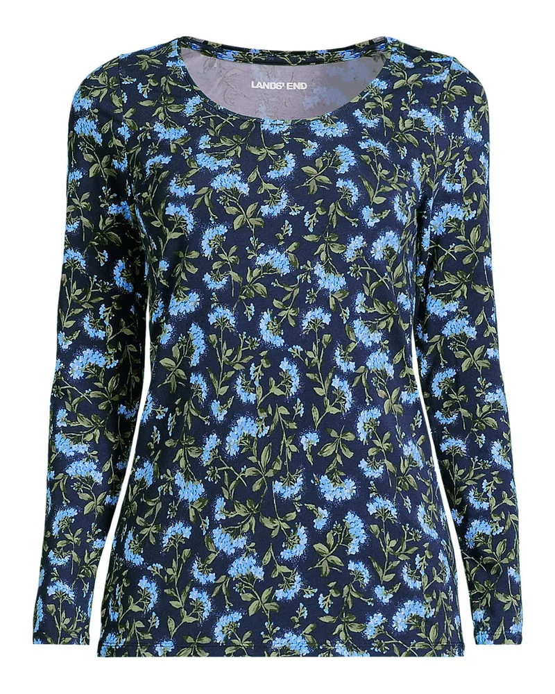 Lands' End Baumwolle/Modal-Shirt mit Ballett-Ausschnitt, Damen, Größe plus, Blau, Baumwolle Modal, by Blau