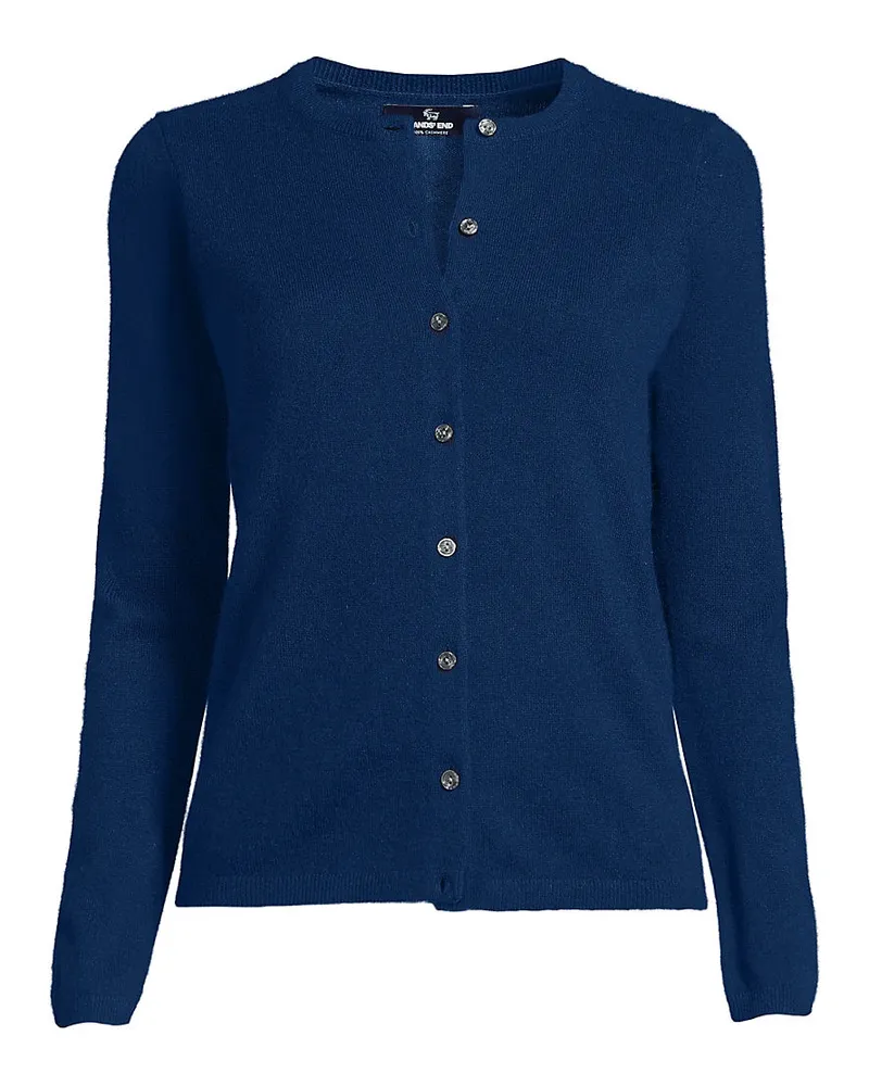 Lands' End Kaschmir-Cardigan mit rundem Ausschnitt, Damen, Größe plus, Blau, Kaschmir, by Blau
