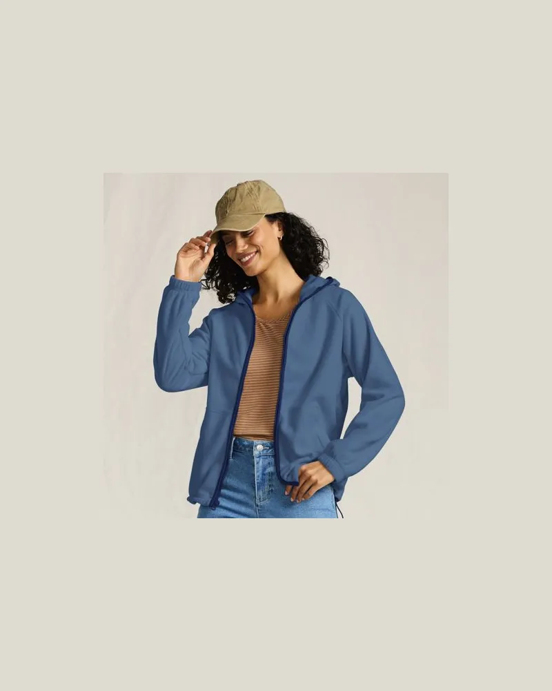 Lands' End Anyweather Fleece-Jacke mit Kapuze, Damen, Größe:44-46 regular, Blau, Polyester, by Blau