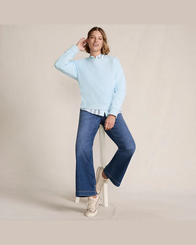 Lands' End Sweatshirt SERIOUS SWEATS, Damen, Größe plus, Blau, Elasthan/Baumwoll-Mischung/Polyester-Mischung, by Blau