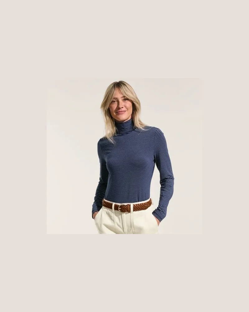 Lands' End Rollkragenshirt aus Baumwoll/Modalmix, Damen, Größe:44-46 petite, Blau, Baumwolle/Elasthan/Baumwolle Modal, by Blau