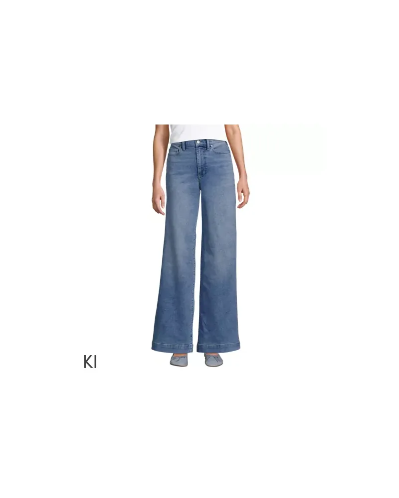 Lands' End Recover Jeans High Waist mit weitem Bein, Damen, Größe petite, Blau, by Blau
