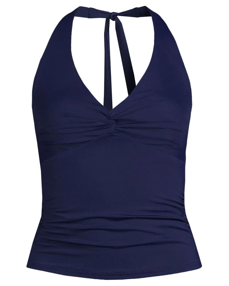 Lands' End Neckholder-Tankinitop, Damen, Größe regular, Blau, Nylon-Mischung, by Blau