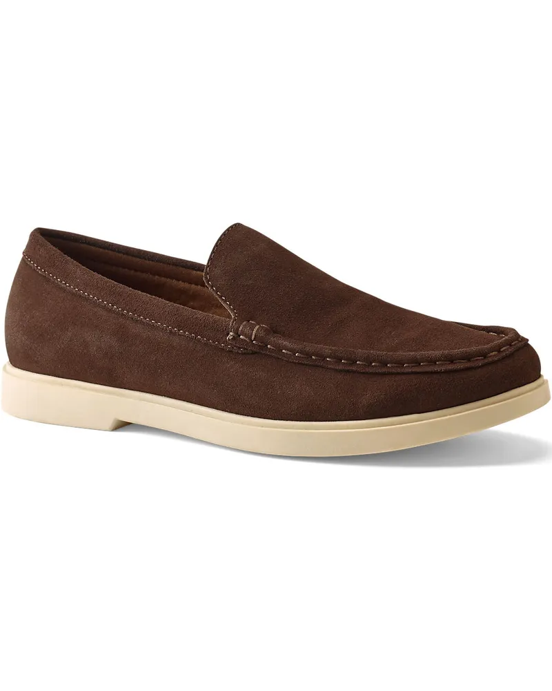 Lands' End Veloursleder-Mokassins, Herren, Größe regular, Braun, Rauleder, by Braun