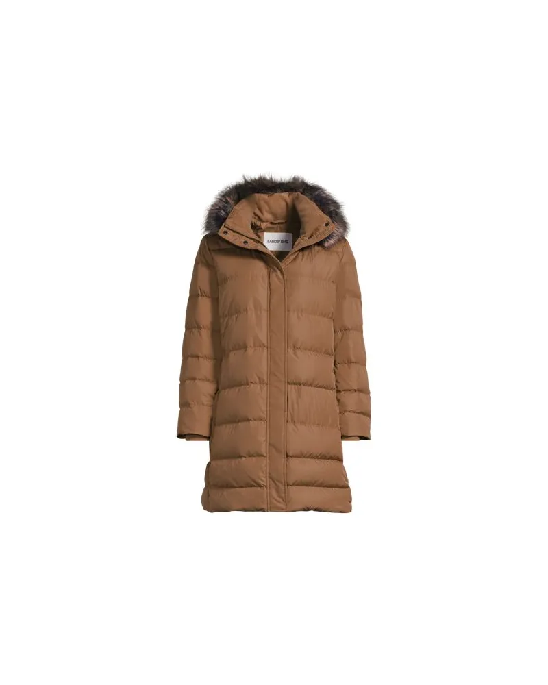 Lands' End Daunenmantel mit Kapuze, Damen, Größe:44-46 petite, Beige, Polyester, by Beige