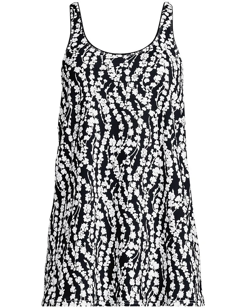 Lands' End Badekleid mit rundem Ausschnitt, Damen, Größe plus, Schwarz, Elasthan/Nylon, by Schwarz
