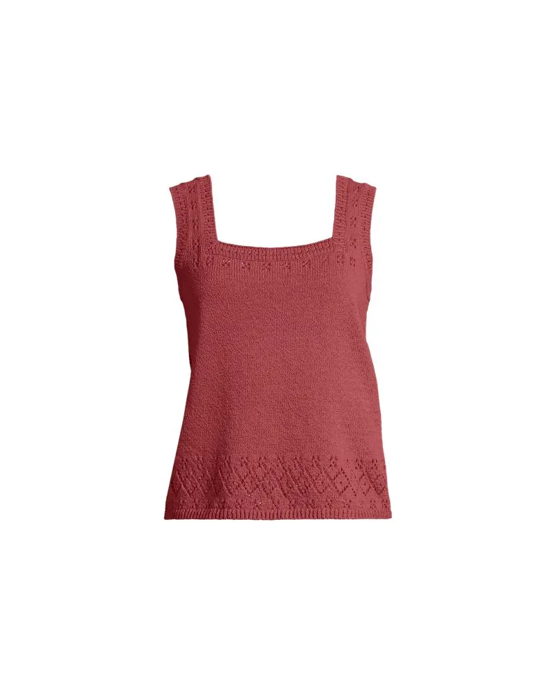 Lands' End Feinstrick-Top mit Ajourdetails, Damen, Größe regular, Rot, Baumwoll-Mischung/Polyester-Mischung, by Rot
