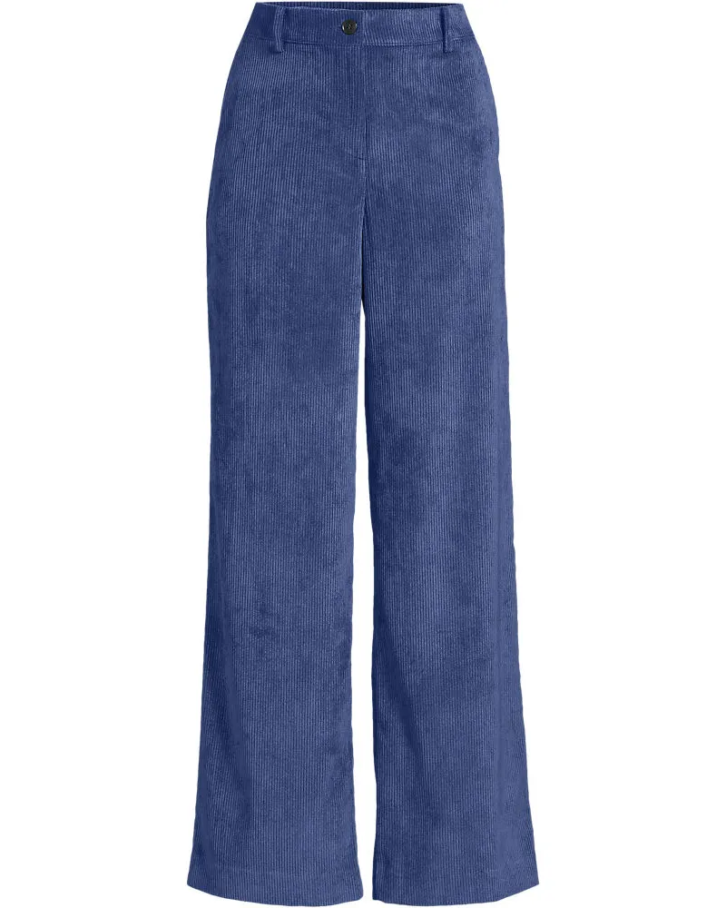 Lands' End Stretchcord-Hose mit weitem Bein, Damen, Größe petite, Blau, Polyester/Polyester-Mischung, by Blau