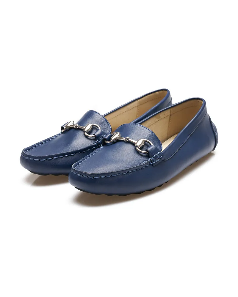 Lands' End Horsebit Mokassins aus Leder, Damen, Größe regular, Blau, Leder, by Blau