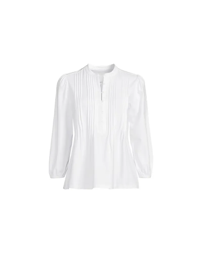 Lands' End Baumwolle/Modal-Biesenshirt mit 3/4-Ärmeln, Damen, Größe plus, Weiß, Elasthan/Baumwoll-Mischung/Synthetic-blend, by Weiß