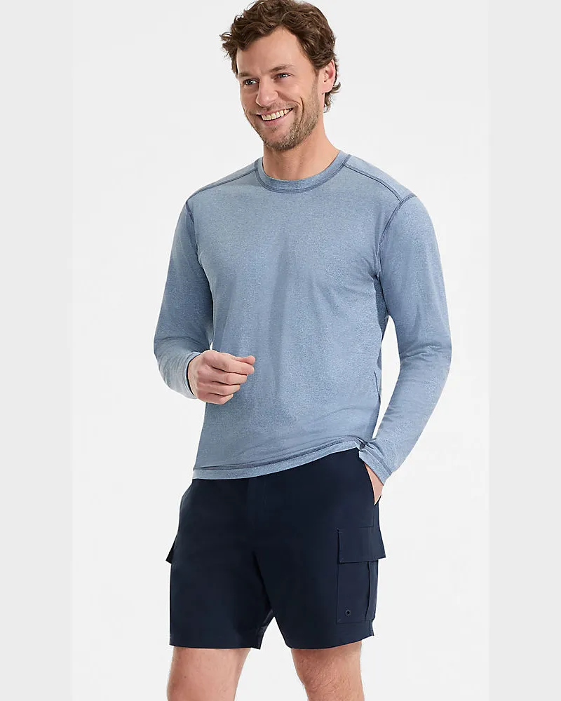 Lands' End Schnelltrocknende UPF 50 Cargo-Badeshorts, 18 cm, Herren, Größe regular, Blau, Elasthan/Polyester-Mischung, by Blau