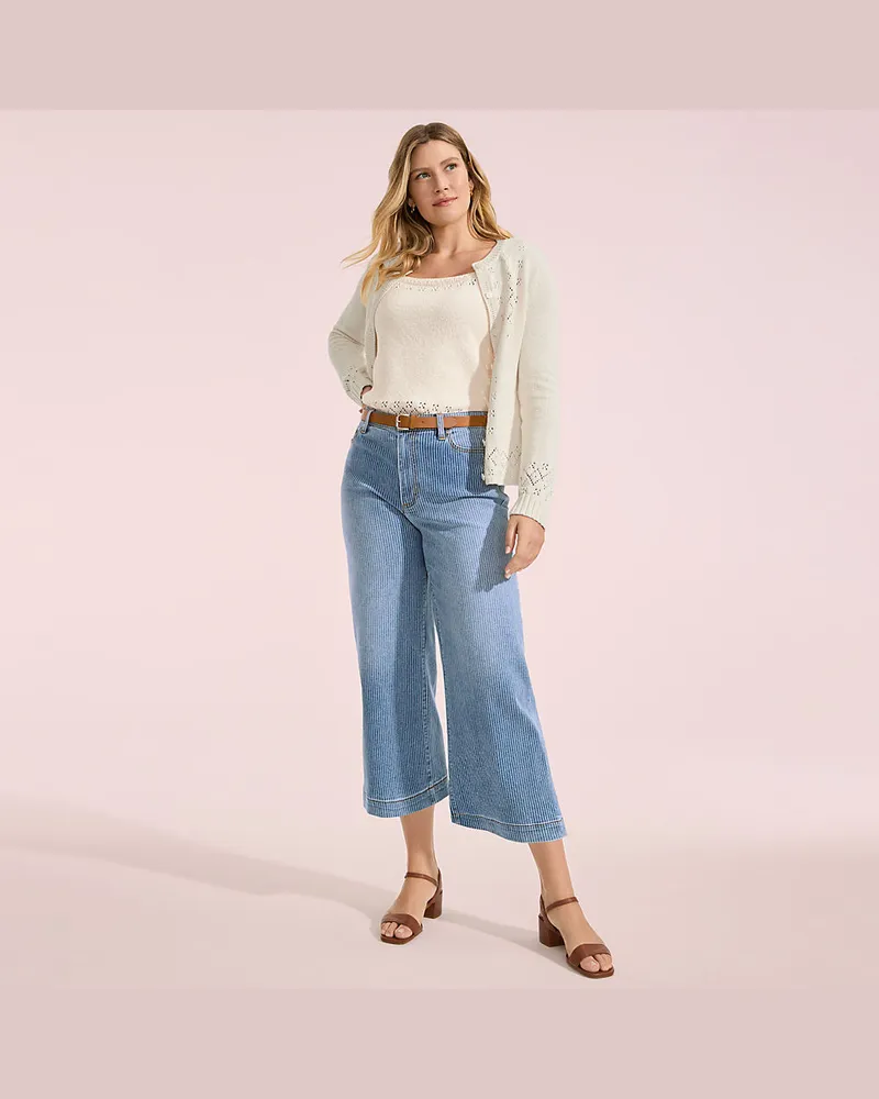 Lands' End Recover Culotte-Jeans High Waist, Damen, Größe regular, Blau, Baumwolle/Elasthan, by Blau