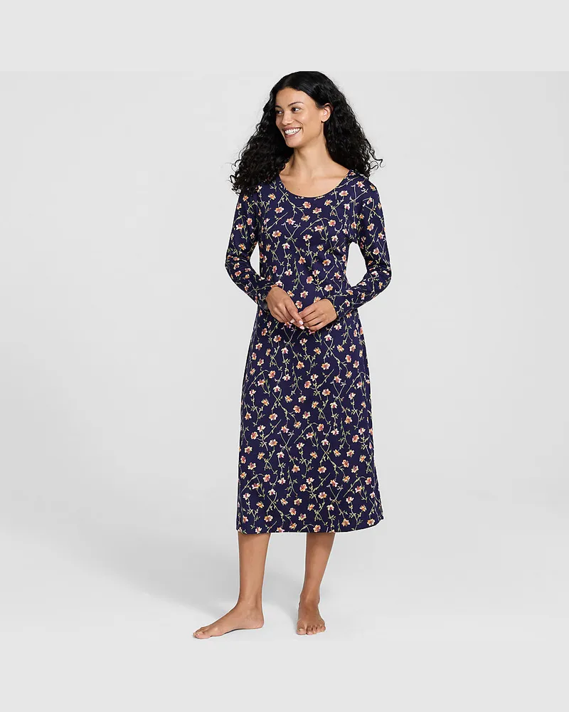 Lands' End Supima Nachthemd, Damen, Größe regular, Blau, Baumwolle, by Blau