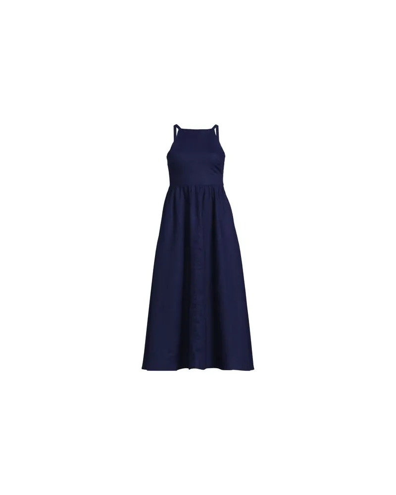 Lands' End Wadenlanges Leinenkleid, Damen, Größe:40-42 regular, Blau, Leinen, by Blau