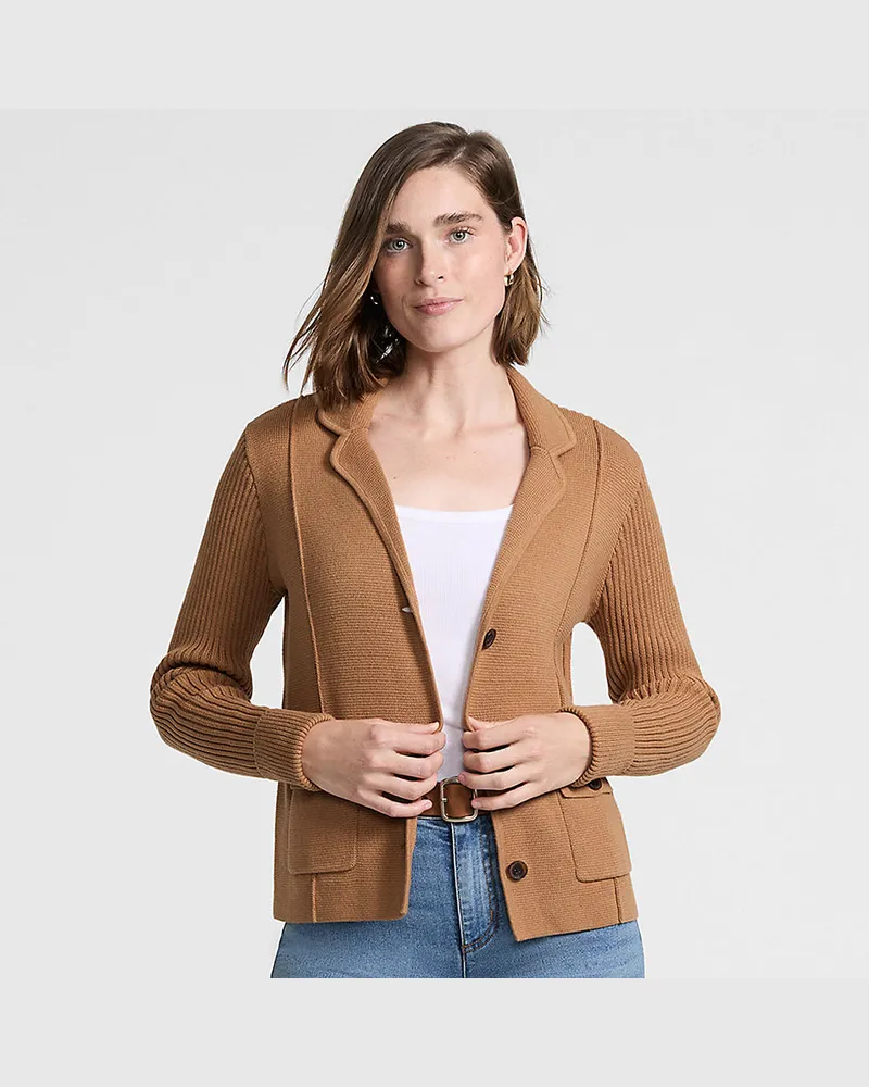 Lands' End Baumwoll-Blazer DRIFTER, Damen, Größe regular, Beige, Baumwolle, by Beige