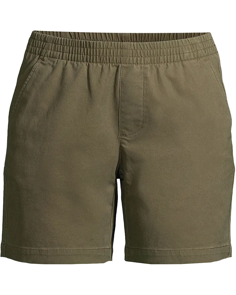 Lands' End Chino-Shorts mit Dehnbund, 18 cm, Damen, Größe petite, Grün, Baumwolle, by Grün