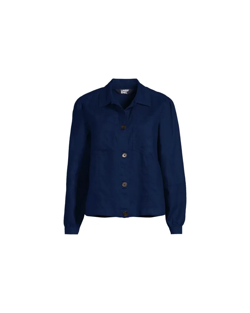 Lands' End Leinenjacke, Damen, Größe plus, Blau, Leinen, by Blau