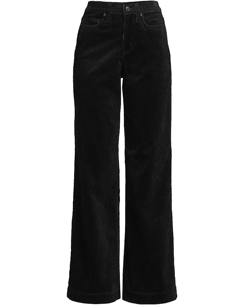 Lands' End Breitcord-Hose High Waist mit weitem Bein, Damen, Größe plus, Schwarz, Elasthan/Baumwoll-Mischung, by Schwarz