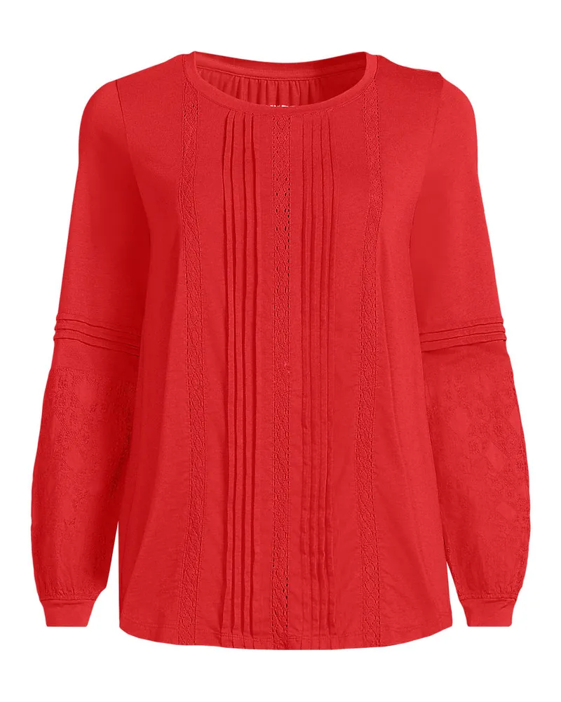 Lands' End Biesenshirt aus Baumwoll/Modalmix, Damen, Größe regular, Rot, Baumwoll-Mischung/Viskose-Mischung, by Rot