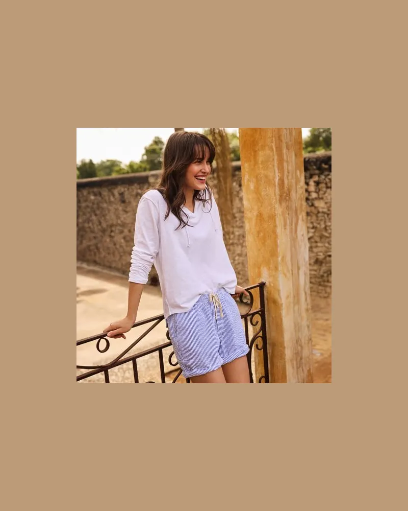 Lands' End Flammgarn-Kapuzenshirt, Damen, Größe regular, Weiß, Baumwolle, by Weiß