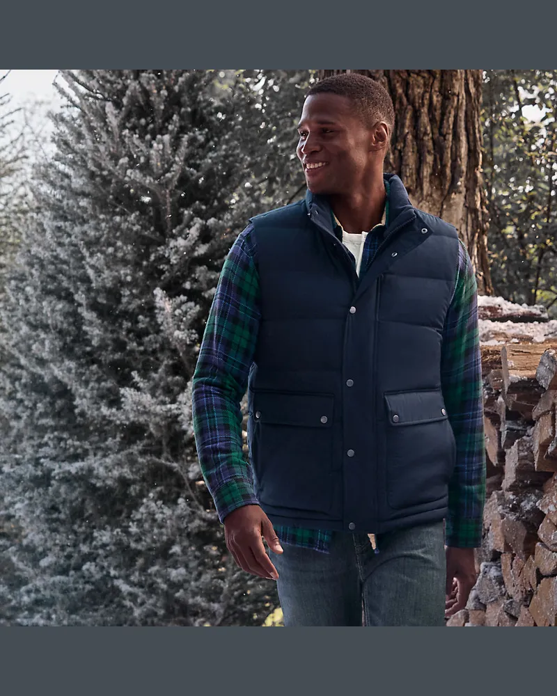 Lands' End Wasserabweisende Daunenweste, Herren, Größe regular, Blau, Polyester, by Blau