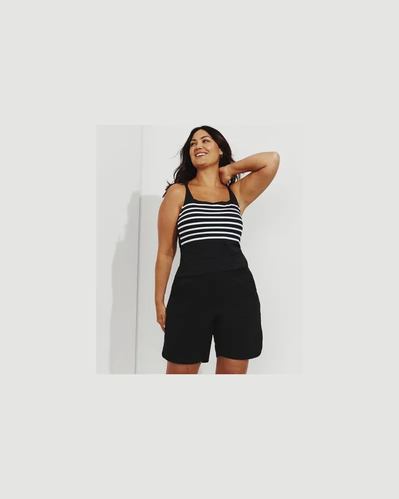 Lands' End Badeshorts 23 cm, Damen, Größe plus, Schwarz, Polyester-Mischung, by Schwarz