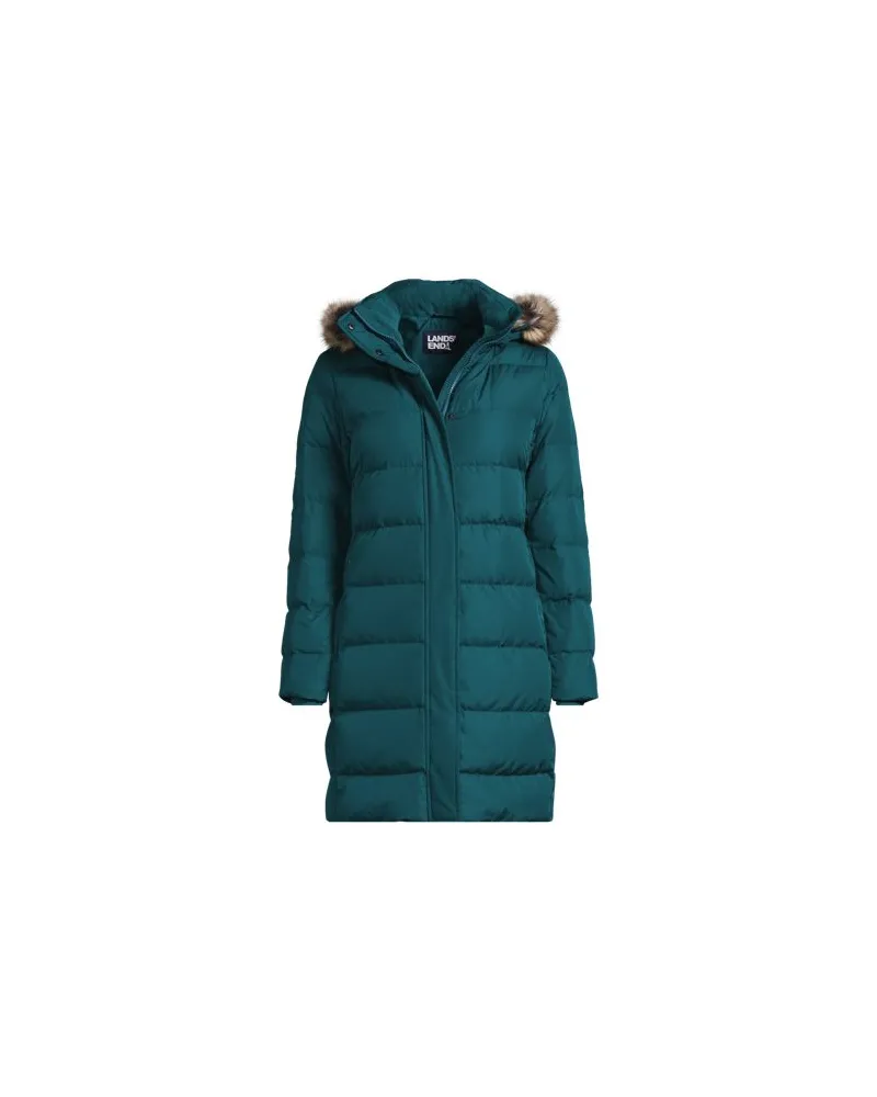 Lands' End Daunenmantel mit Kapuze, Damen, Größe plus, Blau, Polyester, by Blau