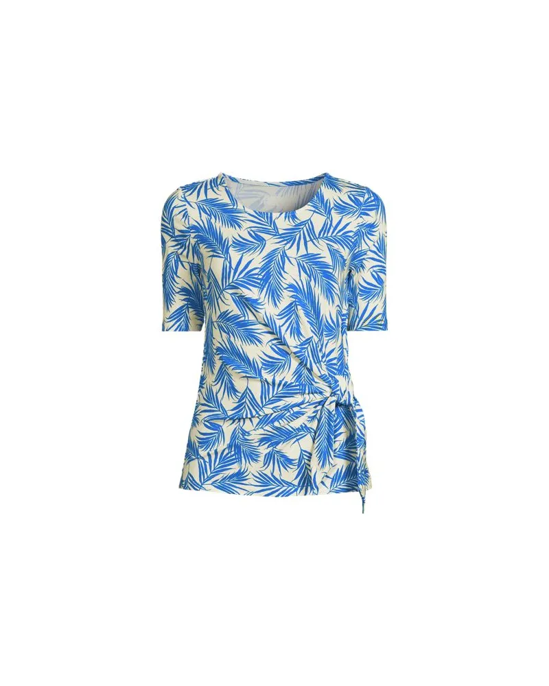 Lands' End Baumwolle/Modal-Shirt mit Bindeschleife, Damen, Größe regular, Blau, Baumwolle Modal, by Blau