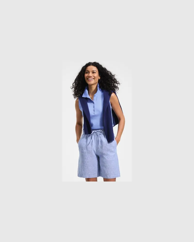 Lands' End Premium Reinleinen-Schlupfshorts, Damen, Größe regular, Blau, Leinen, by Blau