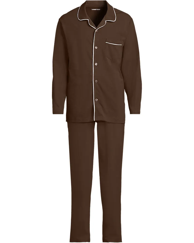 Lands' End Jersey-Pyjamaset, Herren, Größe regular, Braun, Elasthan/Baumwoll-Mischung, by Braun
