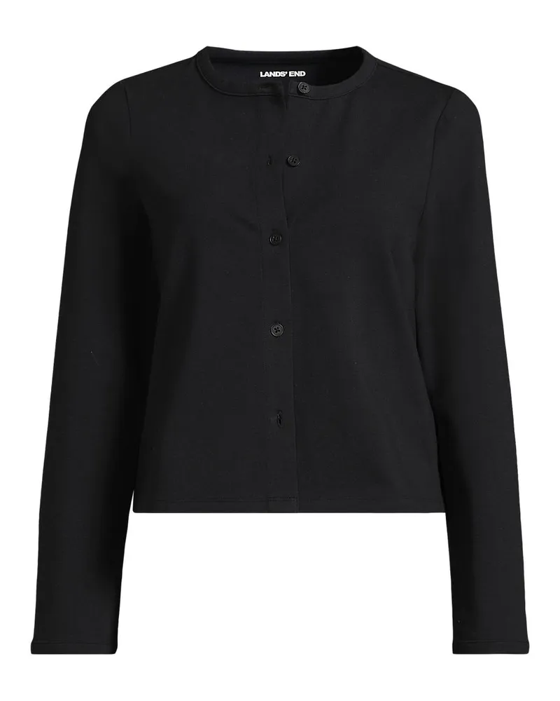 Lands' End Kurzer Starfish-Cardigan, Damen, Größe regular, Schwarz, Baumwoll-Mischung, by Schwarz