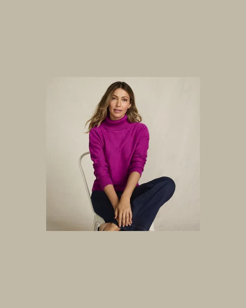 Lands' End Rollkragenpullover Silk Touch, Damen, Größe petite, Pink, Polyester/Nylon/Viskose, by Pink