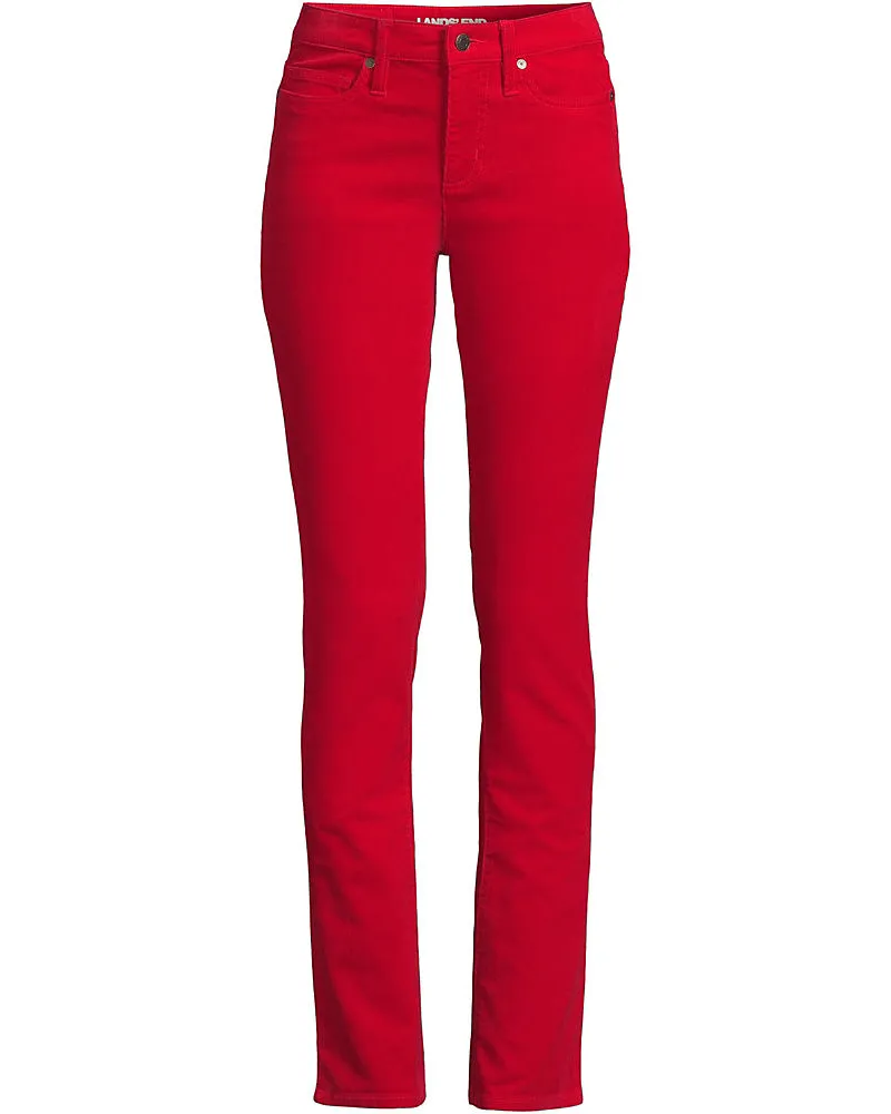 Lands' End Straight Fit Cordhose Mid Waist, Damen, Größe plus, Rot, Baumwoll-Mischung, by Rot