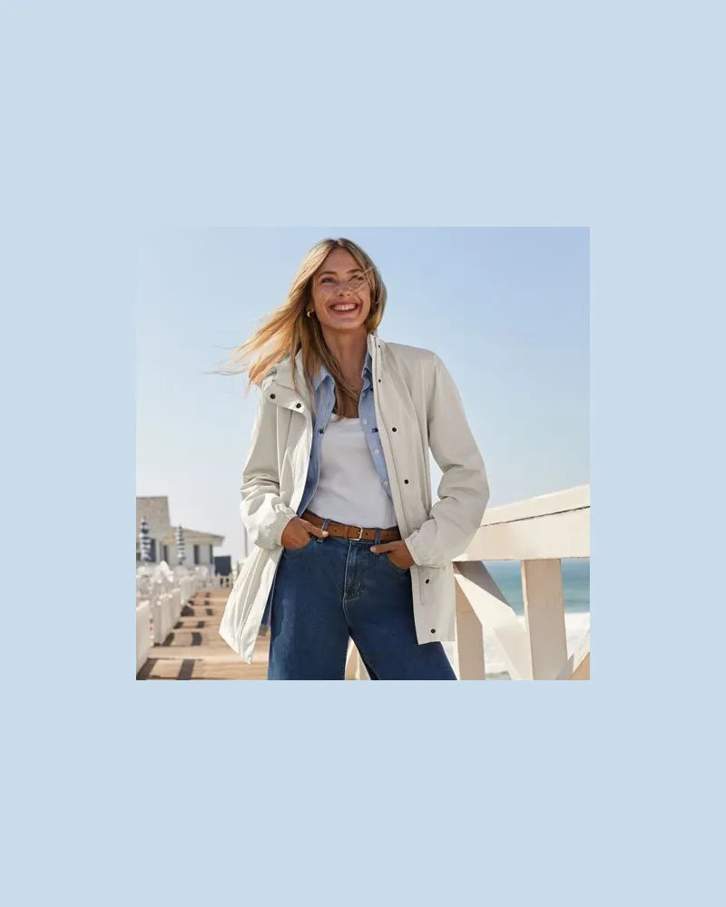 Lands' End Wasserdichte Regenjacke SQUALL mit Packfach, Damen, Größe petite, Weiß, Polyester, by Weiß