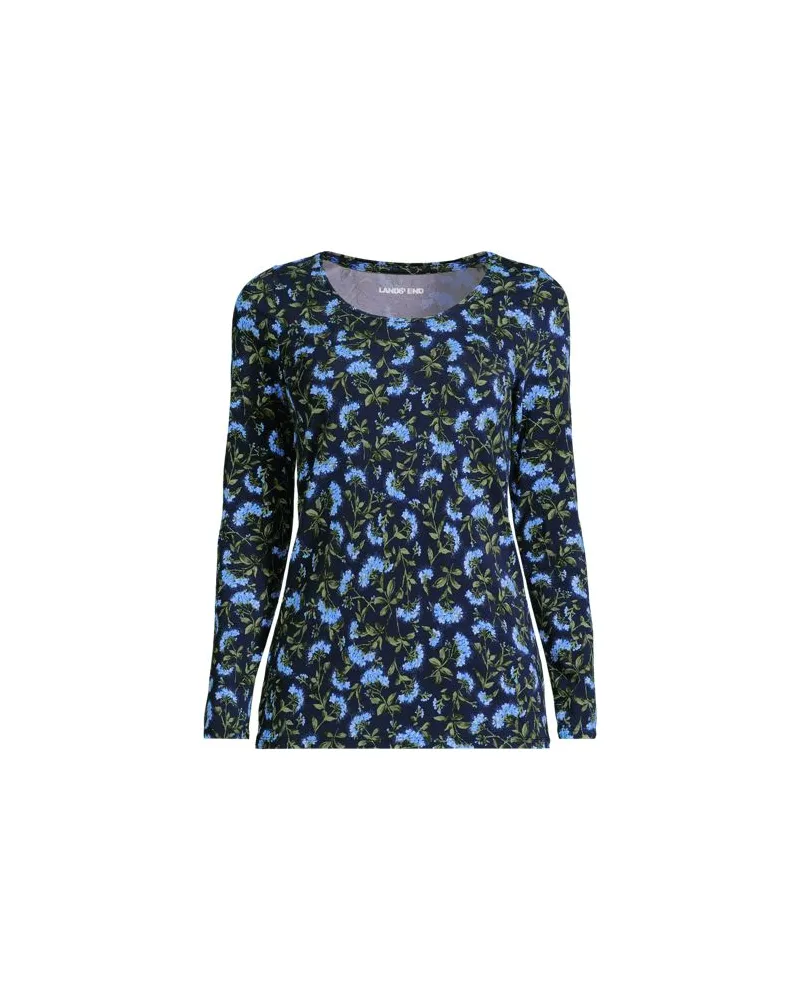 Lands' End Baumwolle/Modal-Shirt mit Ballett-Ausschnitt, Damen, Größe plus, Blau, Baumwolle Modal, by Blau