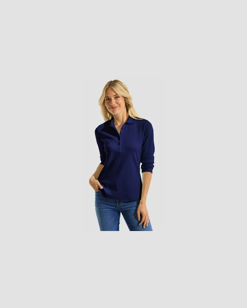 Lands' End Supima-Poloshirt mit 3/4-Ärmeln, Damen, Größe plus, Blau, Baumwolle, by Blau