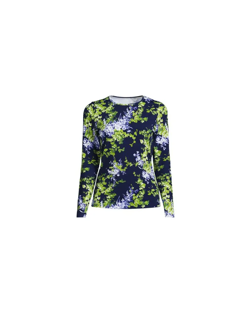 Lands' End Schnelltrocknendes UPF 50 Sonnenschutz-Badeshirt, Damen, Größe regular, Blau, Nylon-Mischung, by Blau