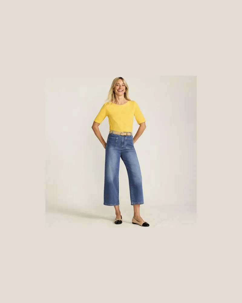 Lands' End 7/8-Jeans mit weitem Bein, Damen, Größe regular, Blau, by Blau