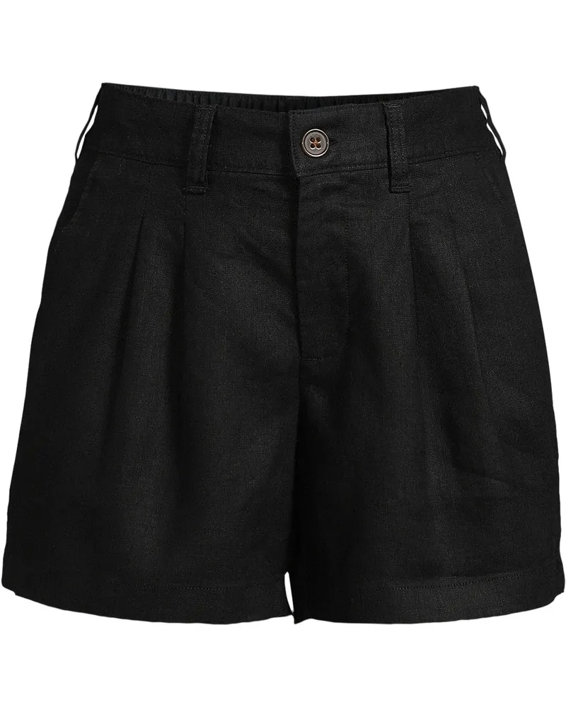 Lands' End Kurze Leinenshorts, Damen, Größe regular, Schwarz, Leinen, by Schwarz