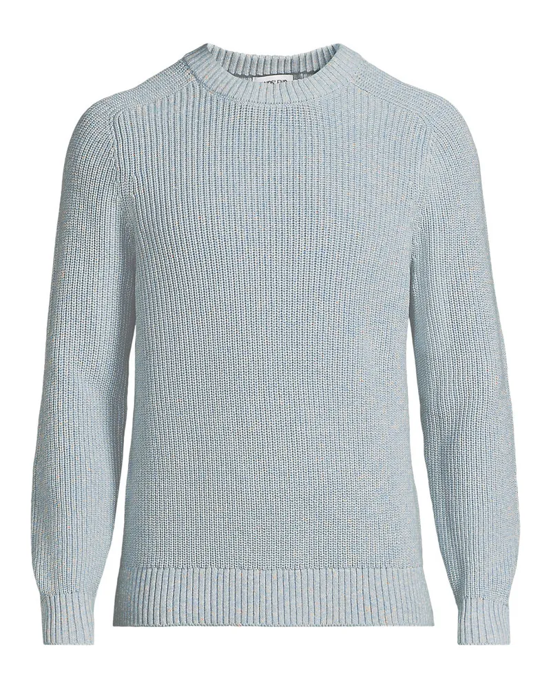 Lands' End Melierter Rundhalspullover DRIFTER, Herren, Größe regular, Blau, Baumwolle, by Blau