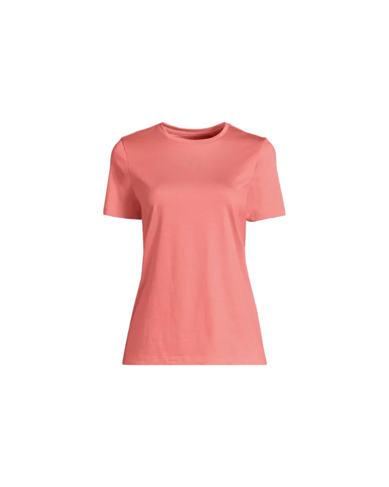 Lands' End Supima Kurzarm-Shirt mit rundem Ausschnitt, Damen, Größe:40-42 regular, Orange, Baumwolle, by Orange
