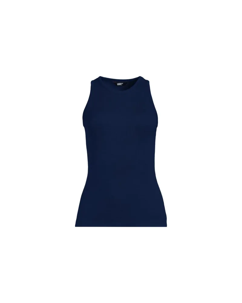 Lands' End Ärmelloses, geripptes Top, Damen, Größe:40-42 regular, Blau, Elasthan/Viskose/Viskose-Mischung, by Blau