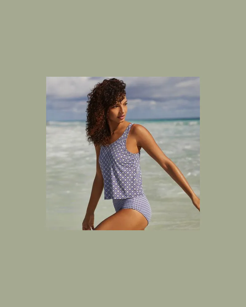 Lands' End Badeanzug in Tankini-Optik chlorresistent, Damen, Größe:44-46 regular, Lila, Elasthan/Nylon-Mischung, by Lila